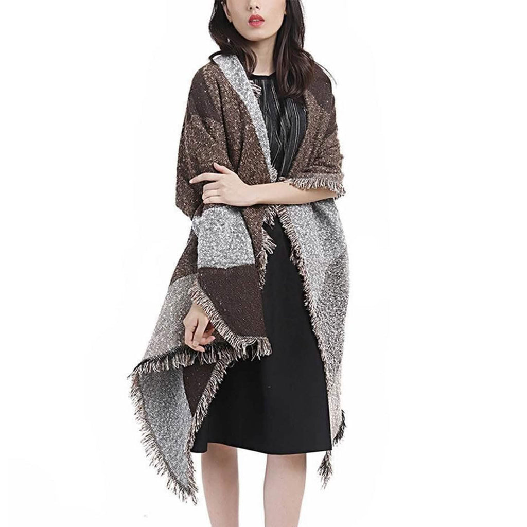 Châle long et doux en tricot pour femme, plaid couverture cape extra épaisse