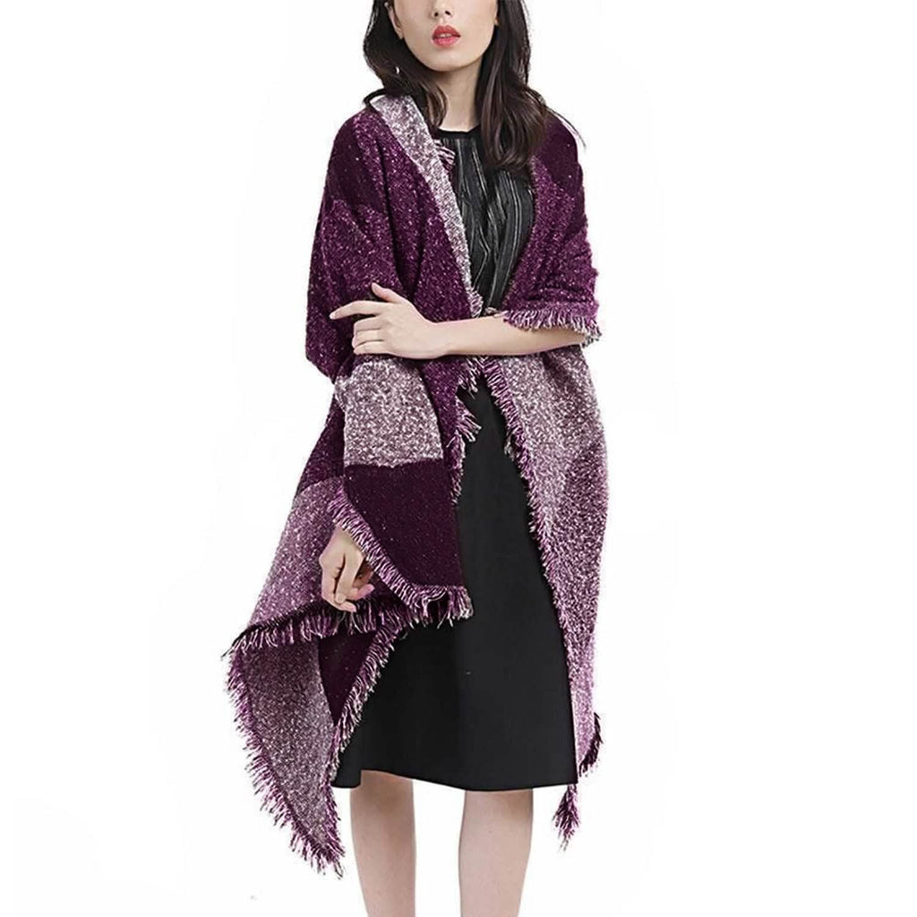 Châle long et doux en tricot pour femme, plaid couverture cape extra épaisse