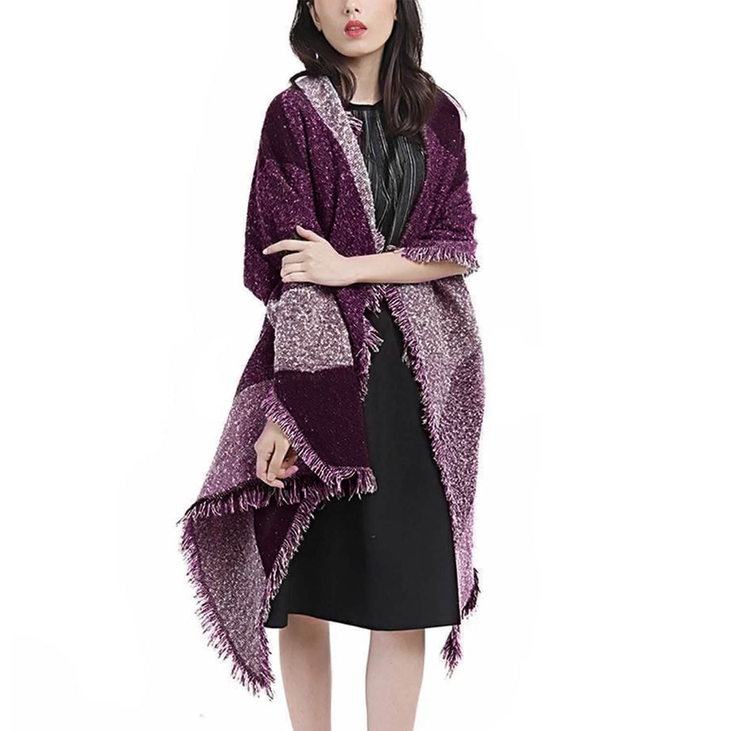 Châle long et doux en tricot pour femme, plaid couverture cape extra épaisse