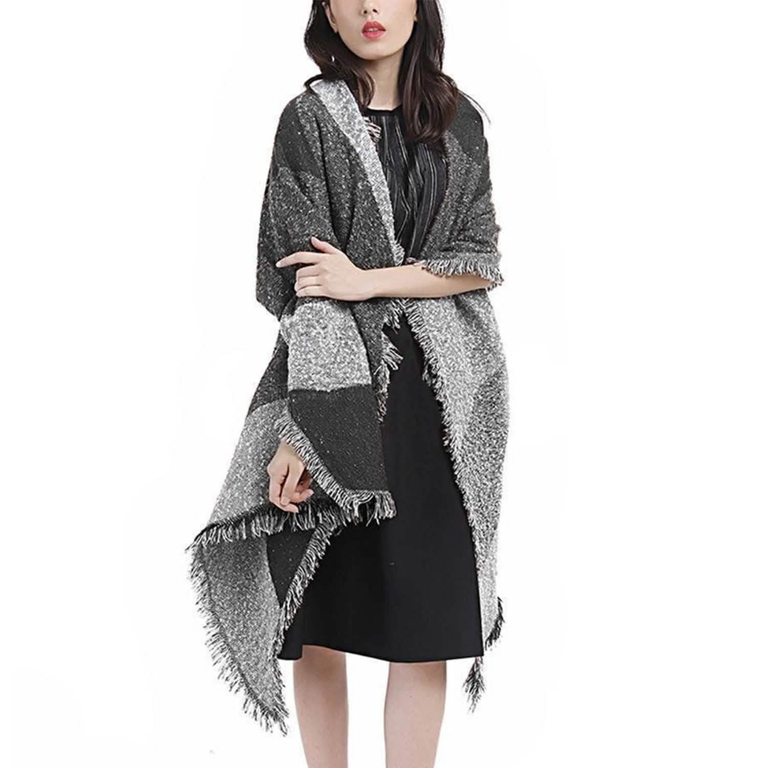 Châle long et doux en tricot pour femme, plaid couverture cape extra épaisse