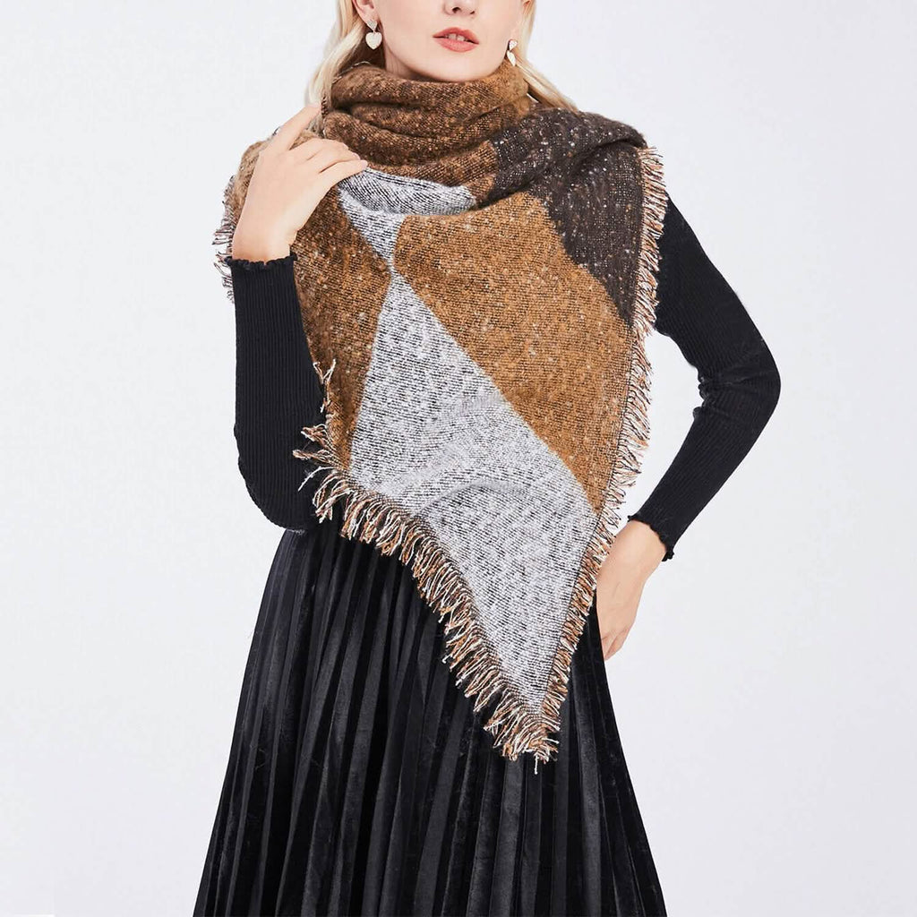 Châle long et doux en tricot pour femme, plaid couverture cape extra épaisse