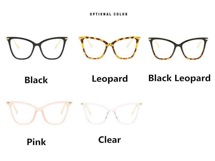 Lunettes de soleil de luxe œil de chat pour femmes, monture surdimensionnée, lentilles transparentes, lunettes d'ordinateur optiques pour femmes, verres correcteurs