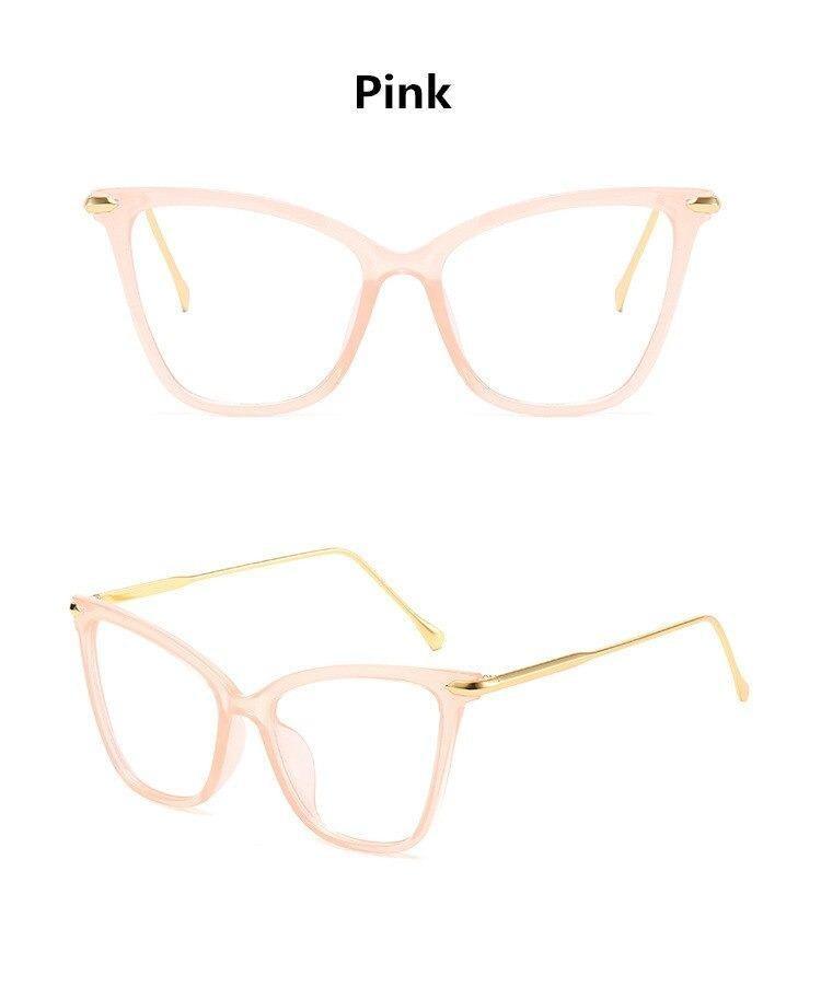 Lunettes de soleil de luxe œil de chat pour femmes, monture surdimensionnée, lentilles transparentes, lunettes d'ordinateur optiques pour femmes, verres correcteurs