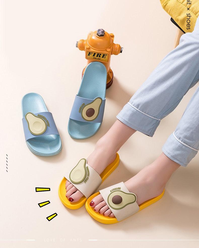 Femmes Hommes Sandales d'été Décontractées Tongs de Plage Fruits Avocat Antidérapantes Semelle Souple Chaussures de Bain Chaussons Souples à Bout Ouvert Antidérapantes Douches Spa Piscine Salle de Sport Maison