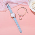 Montre Femme Nouvelle Couleur Ours Mode Étudiant Quartz Bracelet Combinaison Ensemble Montre Bracelet Enfant Fille Cuir Strass Luxe Design Simple Robe Montres pour Femmes