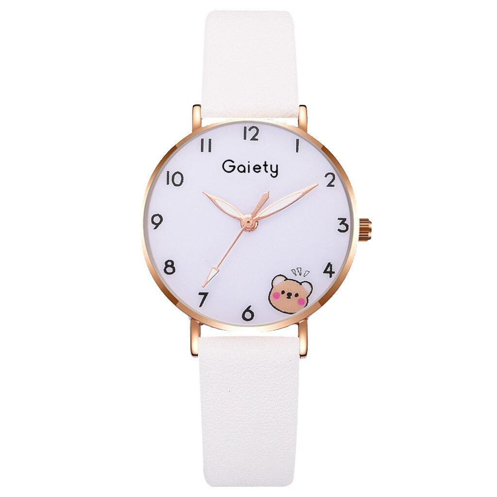 Montre Femme Nouvelle Couleur Ours Mode Étudiant Quartz Bracelet Combinaison Ensemble Montre Bracelet Enfant Fille Cuir Strass Luxe Design Simple Robe Montres pour Femmes