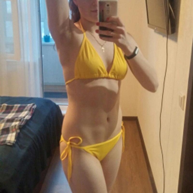Maillot de bain bikini push-up pour femmes Ensemble de maillot de bain Maillot de bain Deux pièces avec bas à nouer et haut rembourré de forme triangle pour femmes