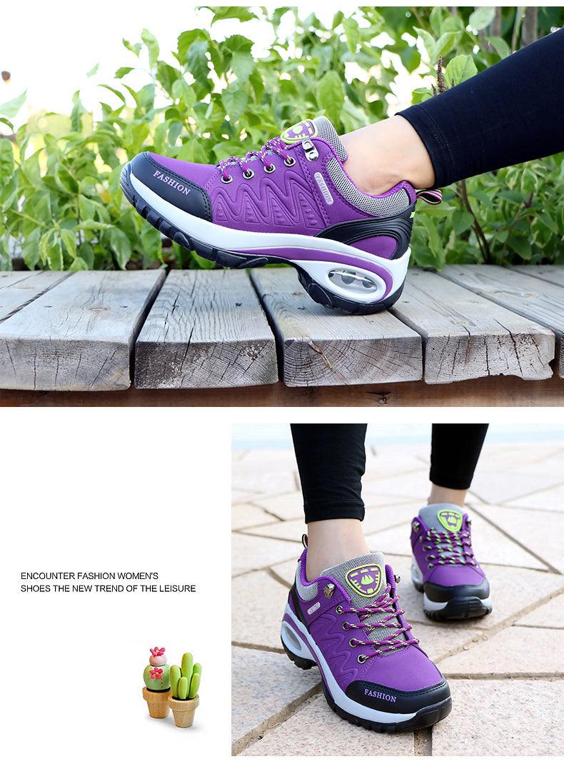 Baskets athlétiques à coussin d'air pour femmes, chaussures de marche respirantes, lacets sportifs, plateforme haute, chaussures décontractées, baskets en maille pour femmes, mode tennis, chaussures de marche respirantes pour la gym et le travail