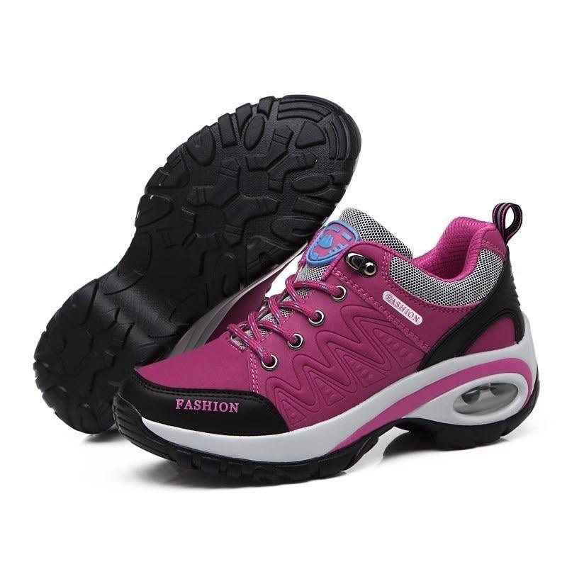 Baskets athlétiques à coussin d'air pour femmes, chaussures de marche respirantes, lacets sportifs, plateforme haute, chaussures décontractées, baskets en maille pour femmes, mode tennis, chaussures de marche respirantes pour la gym et le travail