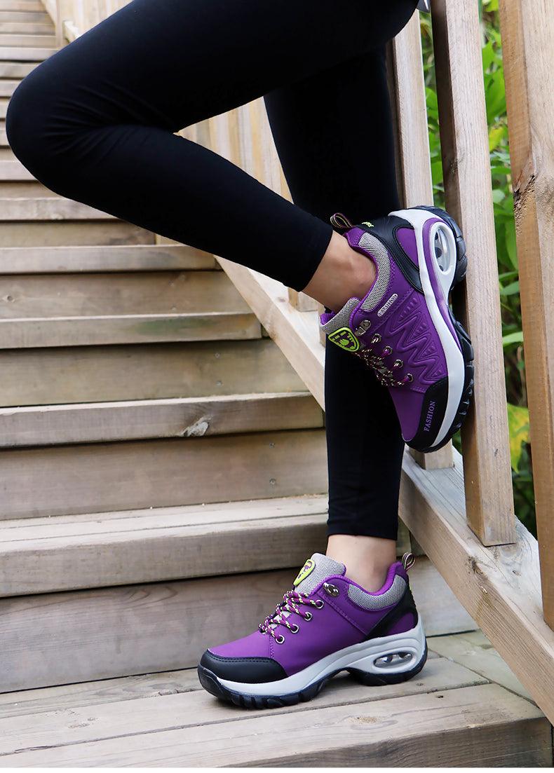 Baskets athlétiques à coussin d'air pour femmes, chaussures de marche respirantes, lacets sportifs, plateforme haute, chaussures décontractées, baskets en maille pour femmes, mode tennis, chaussures de marche respirantes pour la gym et le travail