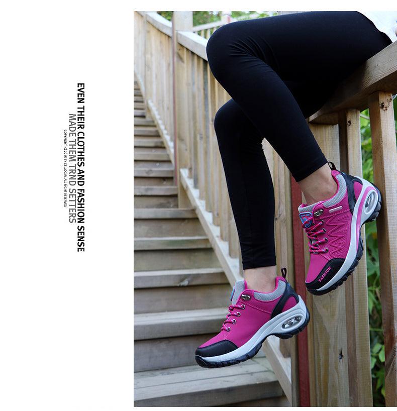 Baskets athlétiques à coussin d'air pour femmes, chaussures de marche respirantes, lacets sportifs, plateforme haute, chaussures décontractées, baskets en maille pour femmes, mode tennis, chaussures de marche respirantes pour la gym et le travail