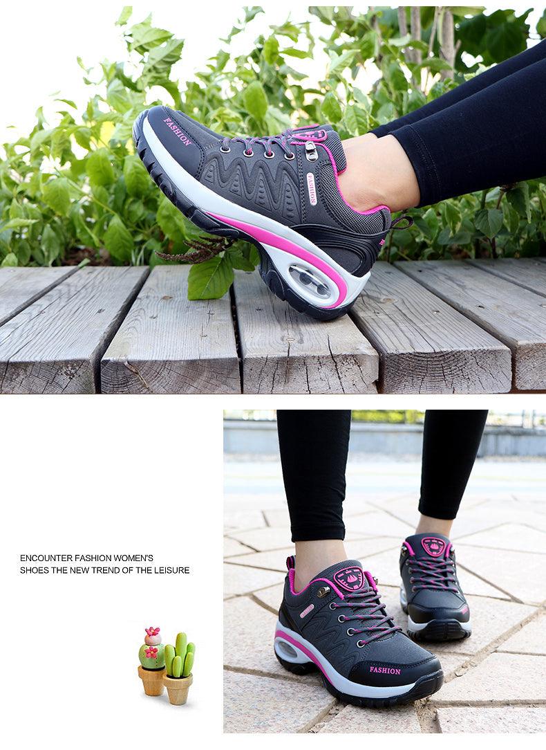 Baskets athlétiques à coussin d'air pour femmes, chaussures de marche respirantes, lacets sportifs, plateforme haute, chaussures décontractées, baskets en maille pour femmes, mode tennis, chaussures de marche respirantes pour la gym et le travail