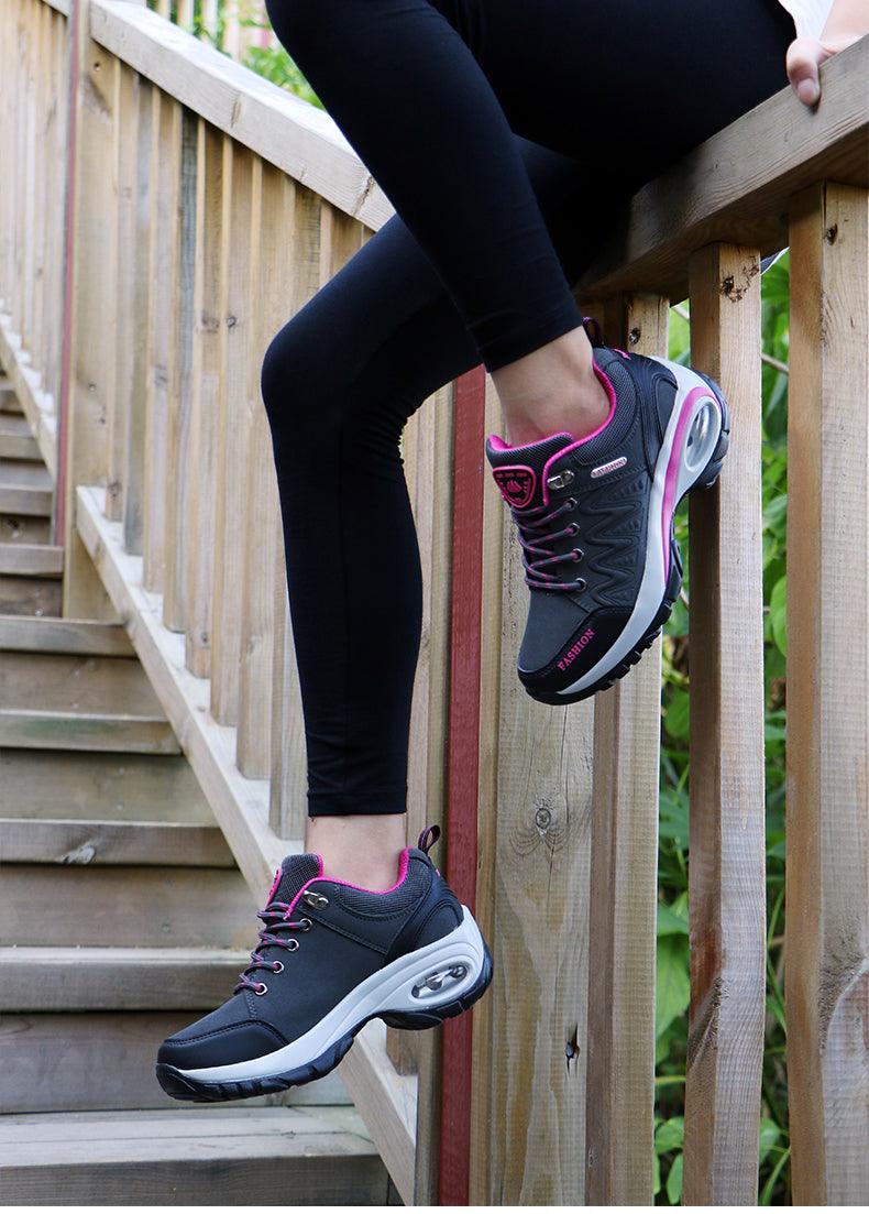 Baskets athlétiques à coussin d'air pour femmes, chaussures de marche respirantes, lacets sportifs, plateforme haute, chaussures décontractées, baskets en maille pour femmes, mode tennis, chaussures de marche respirantes pour la gym et le travail
