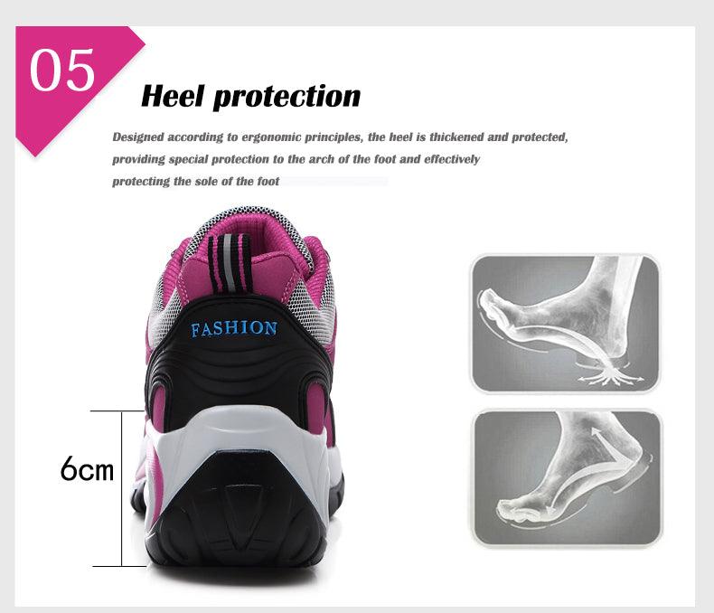 Baskets athlétiques à coussin d'air pour femmes, chaussures de marche respirantes, lacets sportifs, plateforme haute, chaussures décontractées, baskets en maille pour femmes, mode tennis, chaussures de marche respirantes pour la gym et le travail