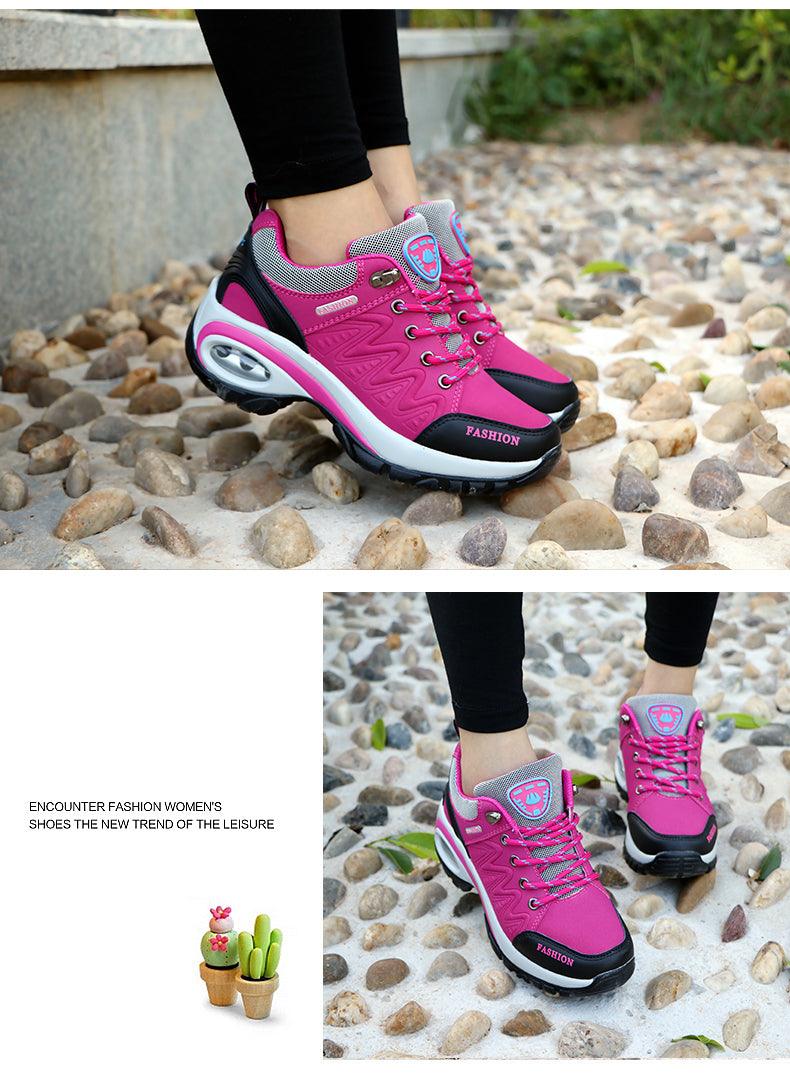 Baskets athlétiques à coussin d'air pour femmes, chaussures de marche respirantes, lacets sportifs, plateforme haute, chaussures décontractées, baskets en maille pour femmes, mode tennis, chaussures de marche respirantes pour la gym et le travail