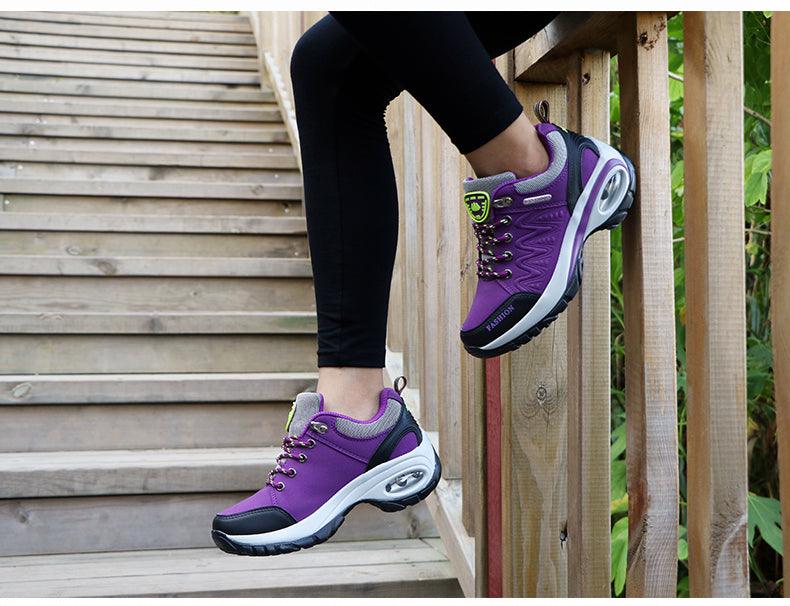Baskets athlétiques à coussin d'air pour femmes, chaussures de marche respirantes, lacets sportifs, plateforme haute, chaussures décontractées, baskets en maille pour femmes, mode tennis, chaussures de marche respirantes pour la gym et le travail