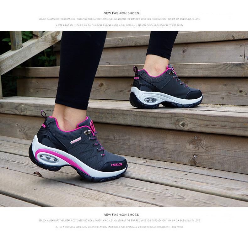 Baskets athlétiques à coussin d'air pour femmes, chaussures de marche respirantes, lacets sportifs, plateforme haute, chaussures décontractées, baskets en maille pour femmes, mode tennis, chaussures de marche respirantes pour la gym et le travail