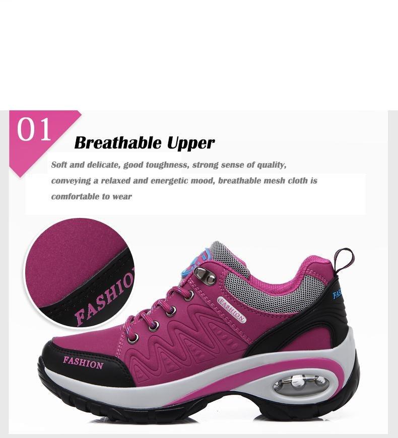 Baskets athlétiques à coussin d'air pour femmes, chaussures de marche respirantes, lacets sportifs, plateforme haute, chaussures décontractées, baskets en maille pour femmes, mode tennis, chaussures de marche respirantes pour la gym et le travail