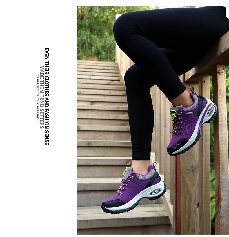 Baskets athlétiques à coussin d'air pour femmes, chaussures de marche respirantes, lacets sportifs, plateforme haute, chaussures décontractées, baskets en maille pour femmes, mode tennis, chaussures de marche respirantes pour la gym et le travail