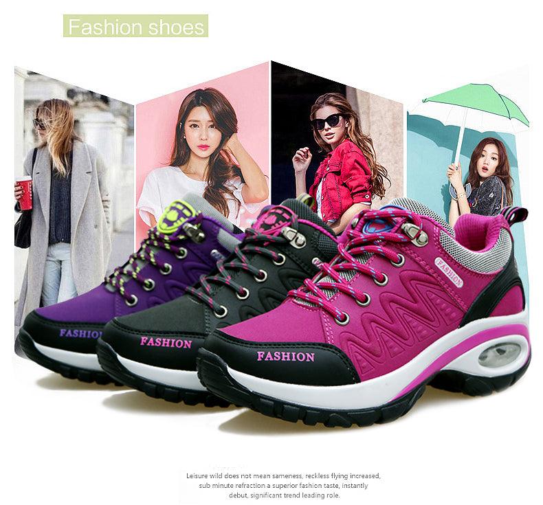 Baskets athlétiques à coussin d'air pour femmes, chaussures de marche respirantes, lacets sportifs, plateforme haute, chaussures décontractées, baskets en maille pour femmes, mode tennis, chaussures de marche respirantes pour la gym et le travail