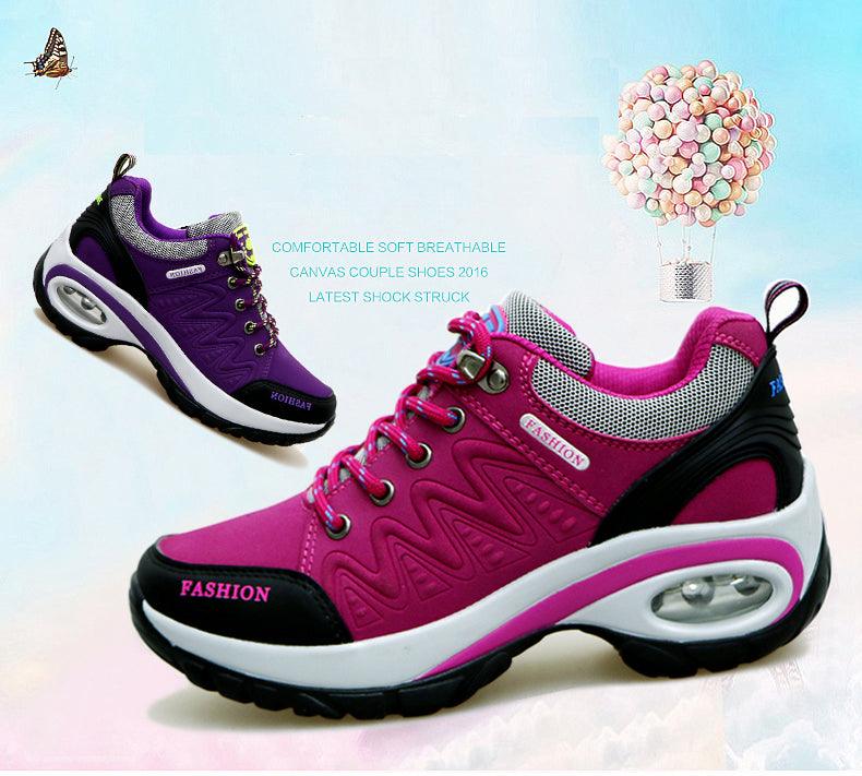 Baskets athlétiques à coussin d'air pour femmes, chaussures de marche respirantes, lacets sportifs, plateforme haute, chaussures décontractées, baskets en maille pour femmes, mode tennis, chaussures de marche respirantes pour la gym et le travail