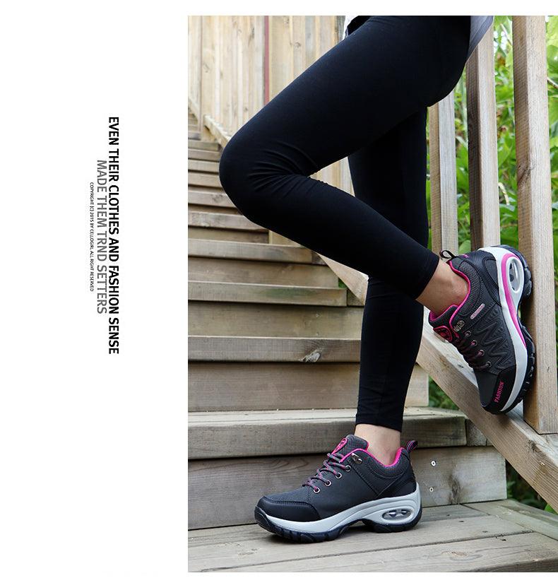 Baskets athlétiques à coussin d'air pour femmes, chaussures de marche respirantes, lacets sportifs, plateforme haute, chaussures décontractées, baskets en maille pour femmes, mode tennis, chaussures de marche respirantes pour la gym et le travail
