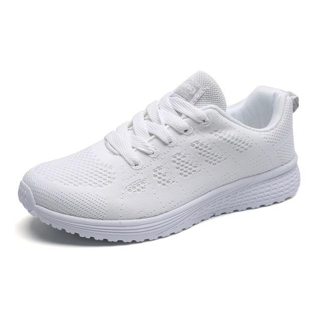Baskets de course pour femmes Chaussures plates respirantes pour femmes Baskets décontractées légères à lacets Baskets légères décontractées d'extérieur en maille respirante Baskets de sport à la mode pour femmes