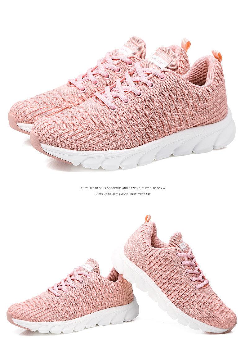 Baskets de course pour femmes Chaussures plates respirantes pour femmes Baskets décontractées légères à lacets Baskets légères décontractées d'extérieur en maille respirante Baskets de sport à la mode pour femmes
