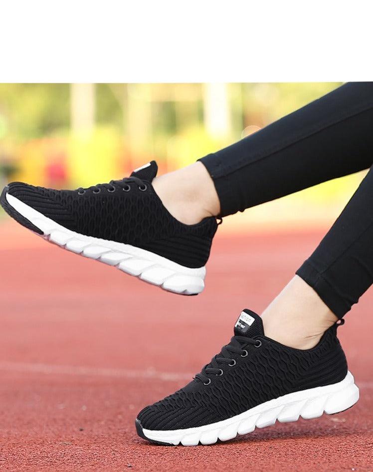 Baskets de course pour femmes Chaussures plates respirantes pour femmes Baskets décontractées légères à lacets Baskets légères décontractées d'extérieur en maille respirante Baskets de sport à la mode pour femmes