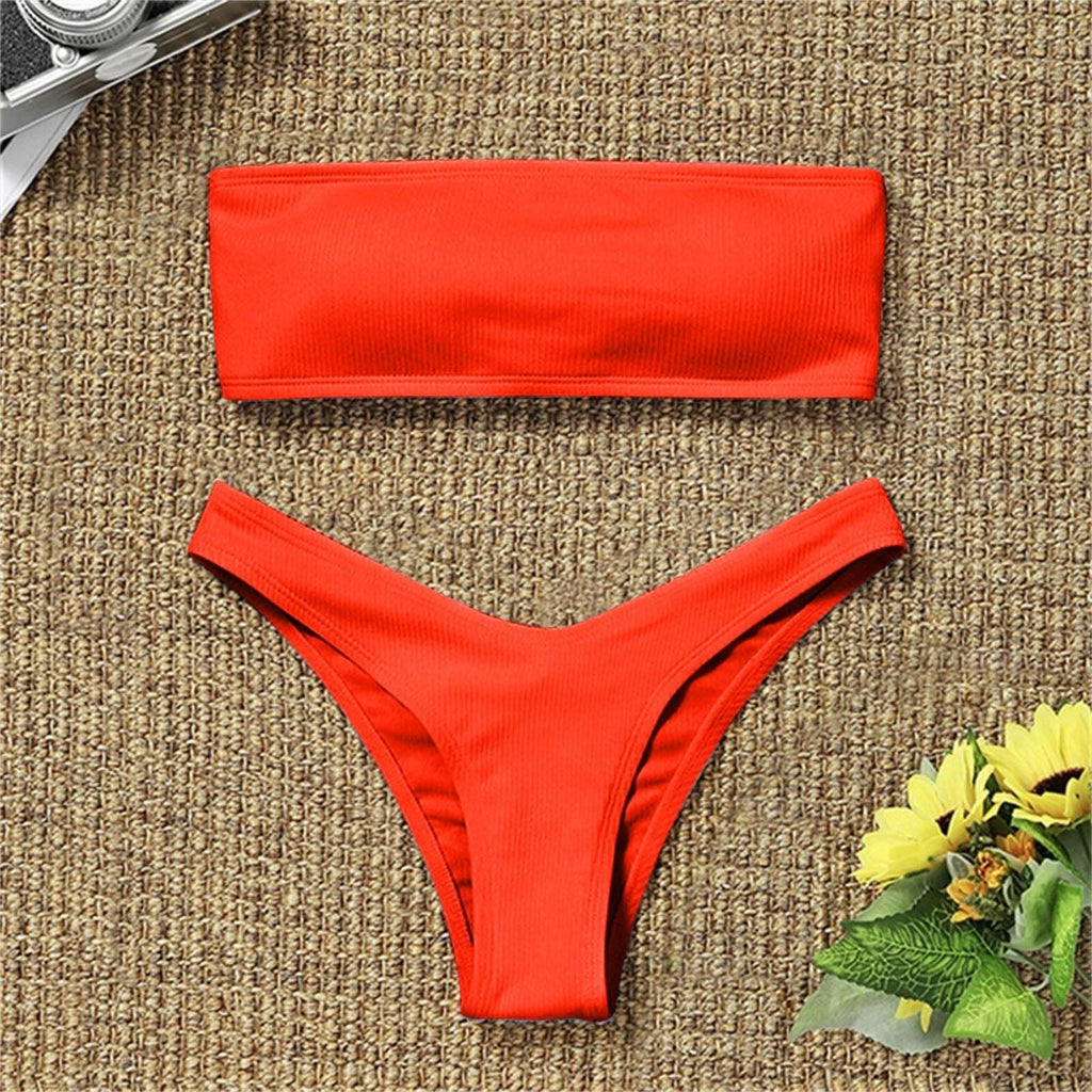 Maillot de bain deux pièces taille haute amincissant pour femme, maillot de bain de plage pour jeune fille, maillot de bain tendance pour femme, maillot de bain rembourré taille haute effronté.