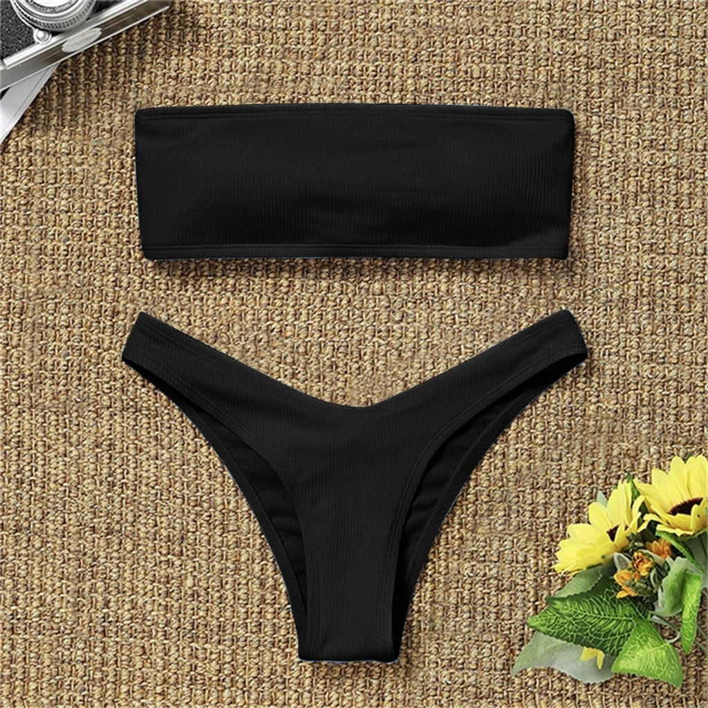 Maillot de bain deux pièces taille haute amincissant pour femme, maillot de bain de plage pour jeune fille, maillot de bain tendance pour femme, maillot de bain rembourré taille haute effronté.
