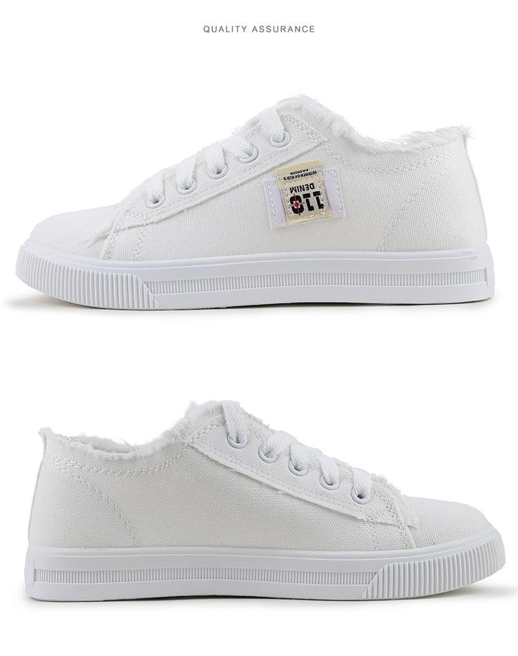 Baskets classiques d'été respirantes en toile pour femmes, chaussures décontractées à lacets pour l'extérieur, baskets basses en toile blanches pour hommes et femmes