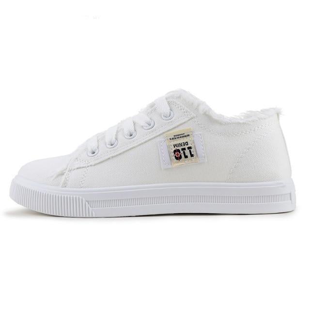 Baskets classiques d'été respirantes en toile pour femmes, chaussures décontractées à lacets pour l'extérieur, baskets basses en toile blanches pour hommes et femmes