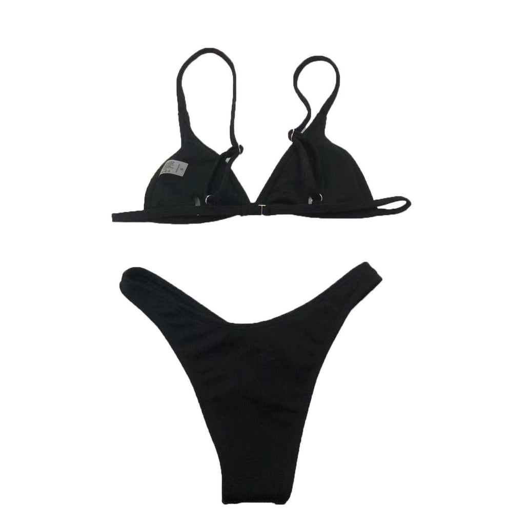 Maillots de bain drôles imprimés 2 pièces pour femmes Maillot de bain triangle festonné imprimé deux pièces pour femmes avec bas décolleté en V profond, coussinets de poitrine détachables, hauts à bretelles et bas triangulaires