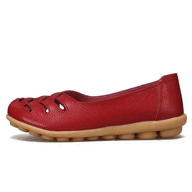 Sandales plates en cuir véritable pour femmes, élégantes, confortables, souples et antidérapantes