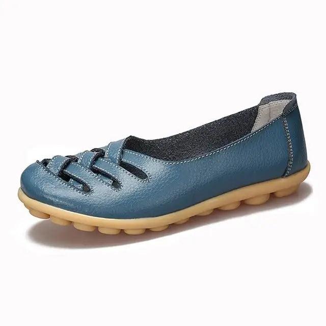 Sandales plates en cuir véritable pour femmes, élégantes, confortables, souples et antidérapantes