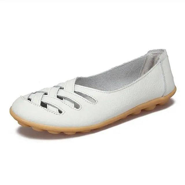Sandales plates en cuir véritable pour femmes, élégantes, confortables, souples et antidérapantes