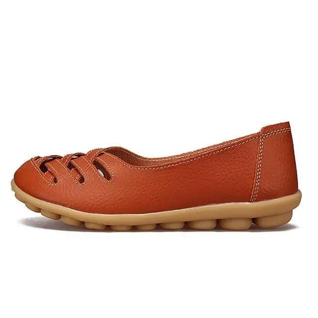 Sandales plates en cuir véritable pour femmes, élégantes, confortables, souples et antidérapantes