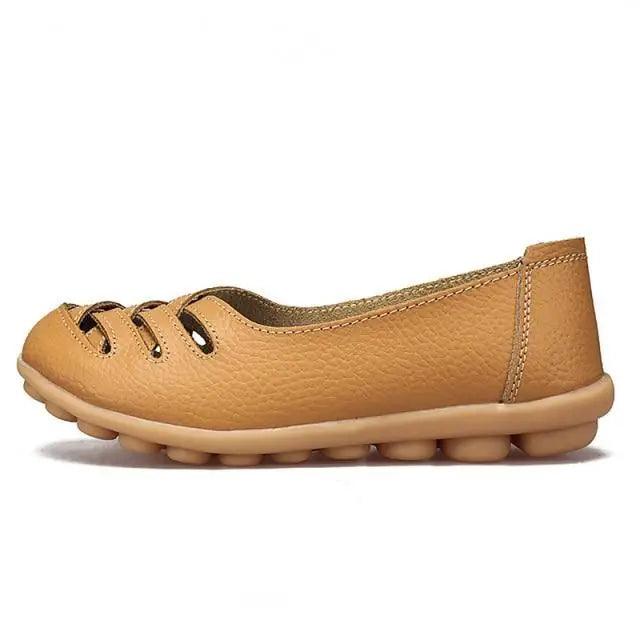 Sandales plates en cuir véritable pour femmes, élégantes, confortables, souples et antidérapantes
