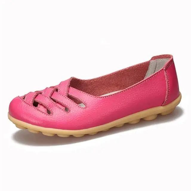 Sandales plates en cuir véritable pour femmes, élégantes, confortables, souples et antidérapantes