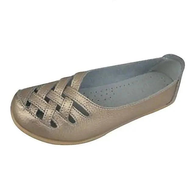 Sandales plates en cuir véritable pour femmes, élégantes, confortables, souples et antidérapantes