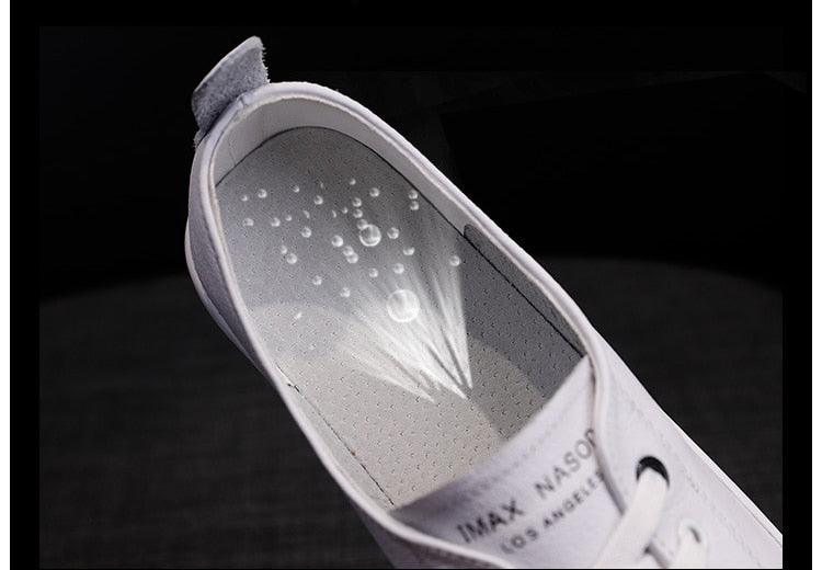 Baskets en cuir véritable pour femmes Chaussures de sport décontractées à la mode Chaussures vulcanisées pour femmes Chaussures plates d'été en cuir pour femmes Baskets décontractées à lacets blanches à la mode