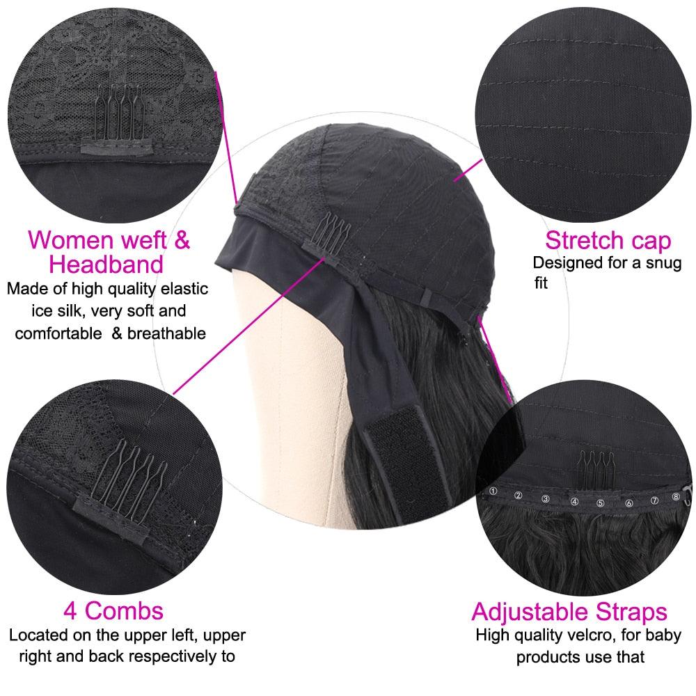 Bandeau perruque ondulée pour femmes, perruque blonde noire naturelle avec bandeau, fausse perruque synthétique pour femmes noires, perruque de cosplay pour femmes, cadeaux pour petites amies