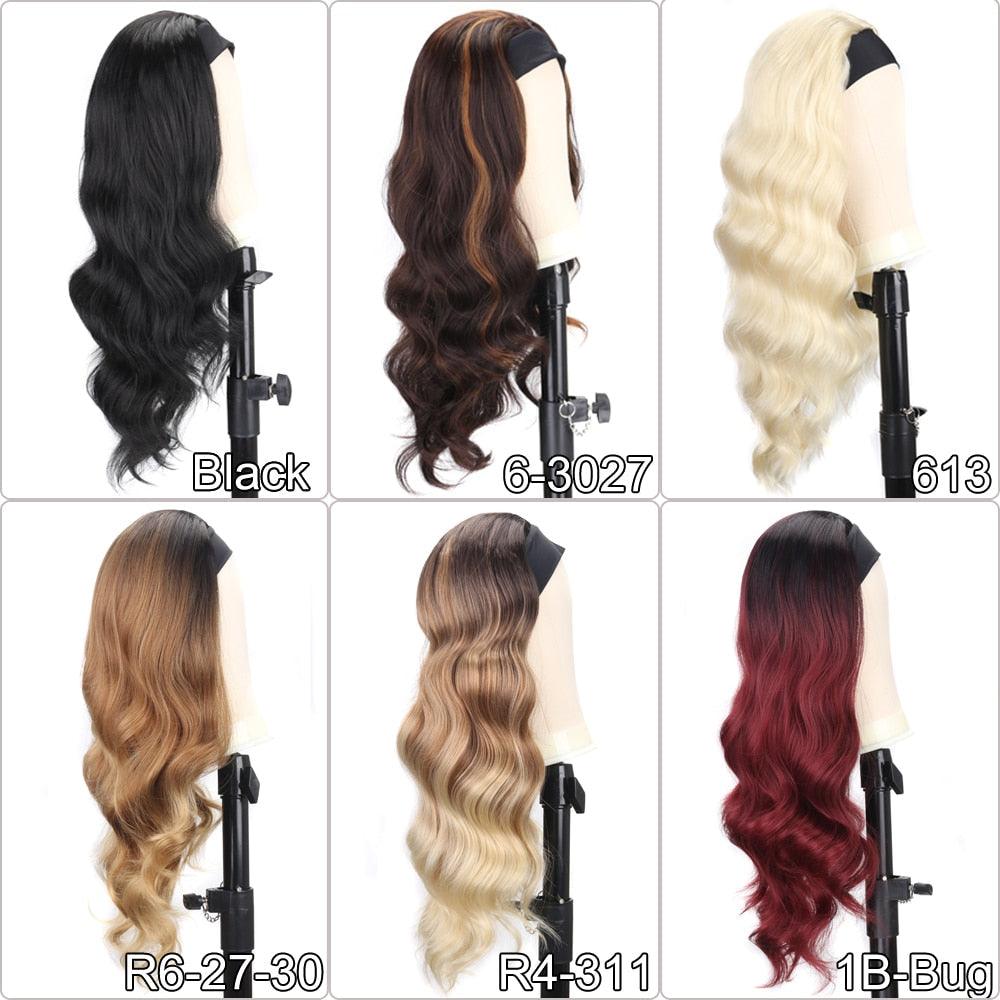 Bandeau perruque ondulée pour femmes, perruque blonde noire naturelle avec bandeau, fausse perruque synthétique pour femmes noires, perruque de cosplay pour femmes, cadeaux pour petites amies