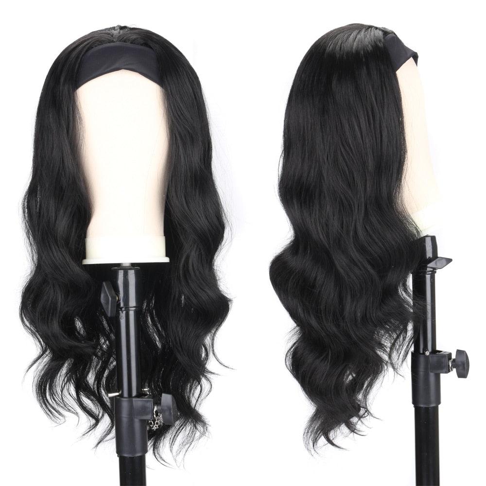 Bandeau perruque ondulée pour femmes, perruque blonde noire naturelle avec bandeau, fausse perruque synthétique pour femmes noires, perruque de cosplay pour femmes, cadeaux pour petites amies