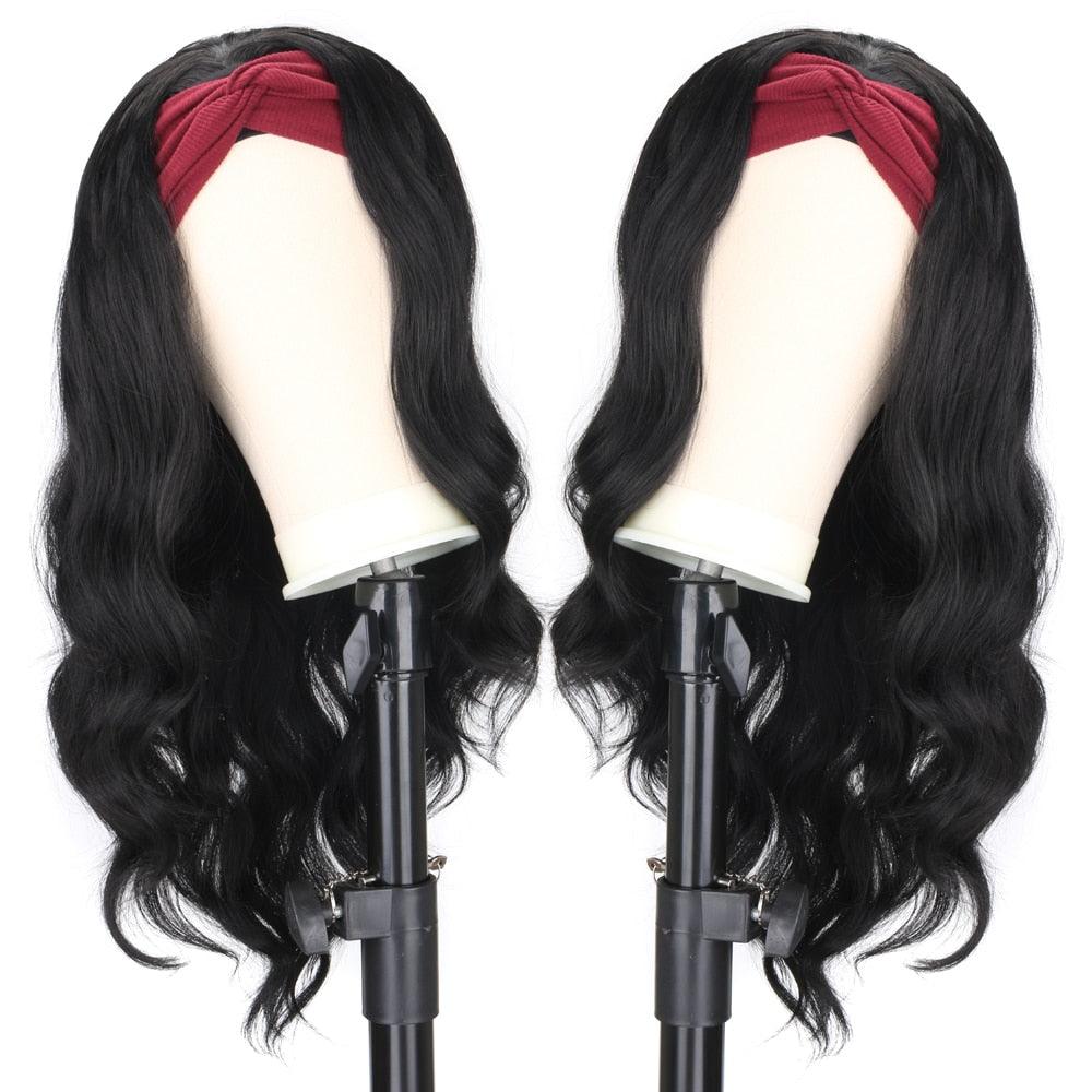 Bandeau perruque ondulée pour femmes, perruque blonde noire naturelle avec bandeau, fausse perruque synthétique pour femmes noires, perruque de cosplay pour femmes, cadeaux pour petites amies