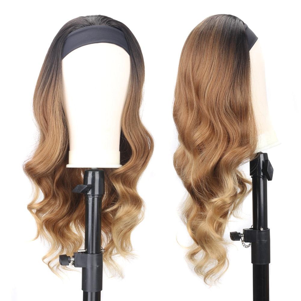 Bandeau perruque ondulée pour femmes, perruque blonde noire naturelle avec bandeau, fausse perruque synthétique pour femmes noires, perruque de cosplay pour femmes, cadeaux pour petites amies