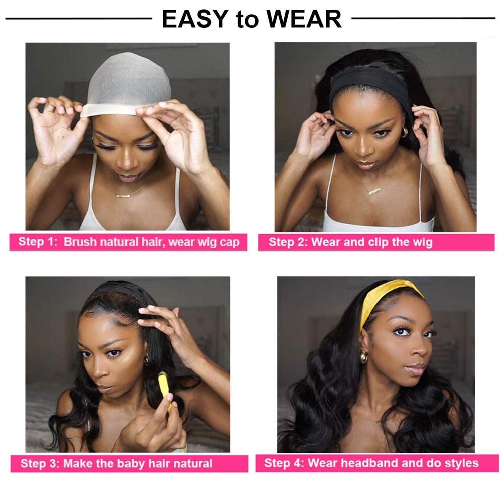 Bandeau perruque ondulée pour femmes, perruque blonde noire naturelle avec bandeau, fausse perruque synthétique pour femmes noires, perruque de cosplay pour femmes, cadeaux pour petites amies