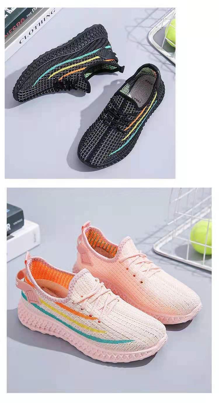 Chaussures de course pour femmes d'été en tissu tissé Sneakers de sport mode décontractée Chaussures de marche en maille respirante antidérapantes légères et respirantes Chaussures de course en maille au design confortable