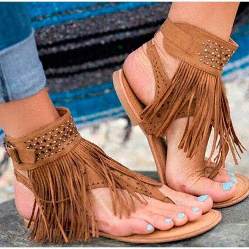Sandales Rétro pour Femmes Tongs Clip Orteil Vintage Noir Bottes Décontractées Mode Été Femme Clip Orteil Vintage Bottes Décontractées Pompon Rome Mode Été Confortables Chaussures pour Femmes